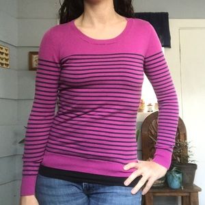 Banana Republic pink sweater with navy blue stripes
